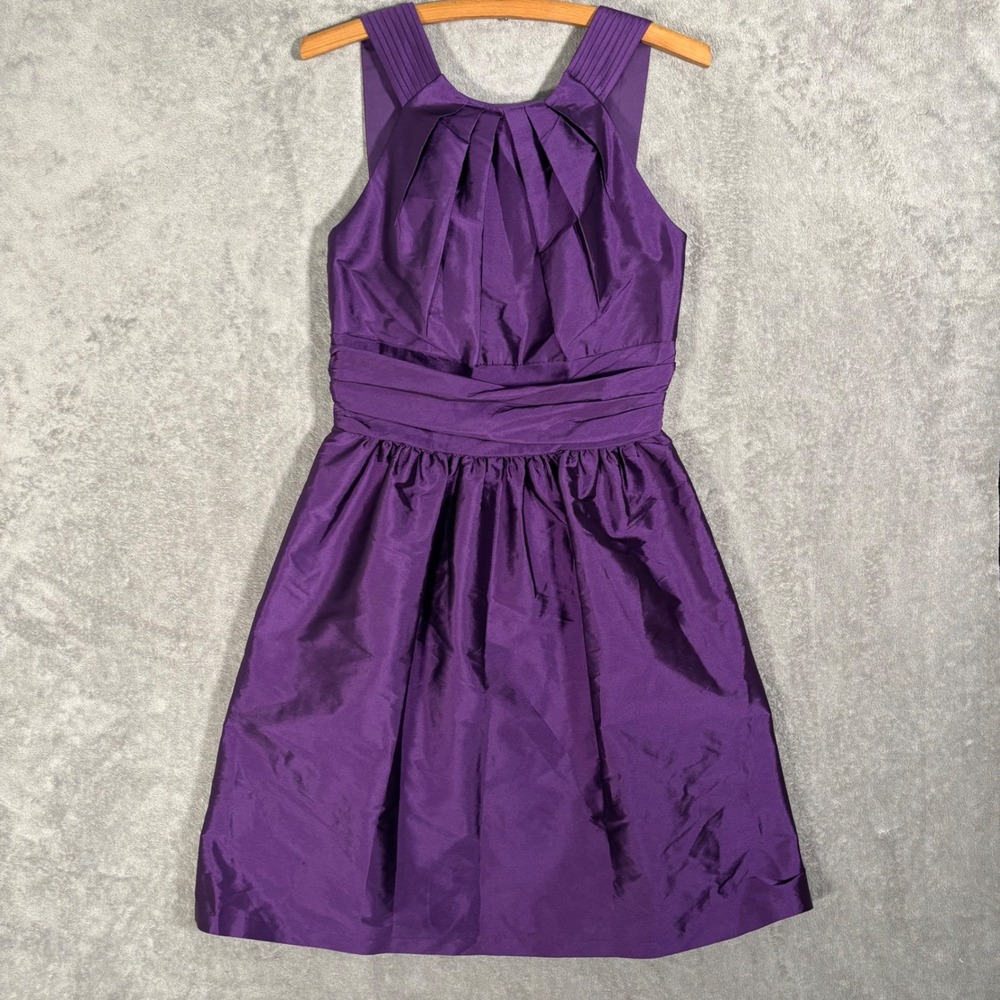 Alfred Sung Majestic Purple Pleated High Neck Cocktail Dress D494 Womens 12 Prom